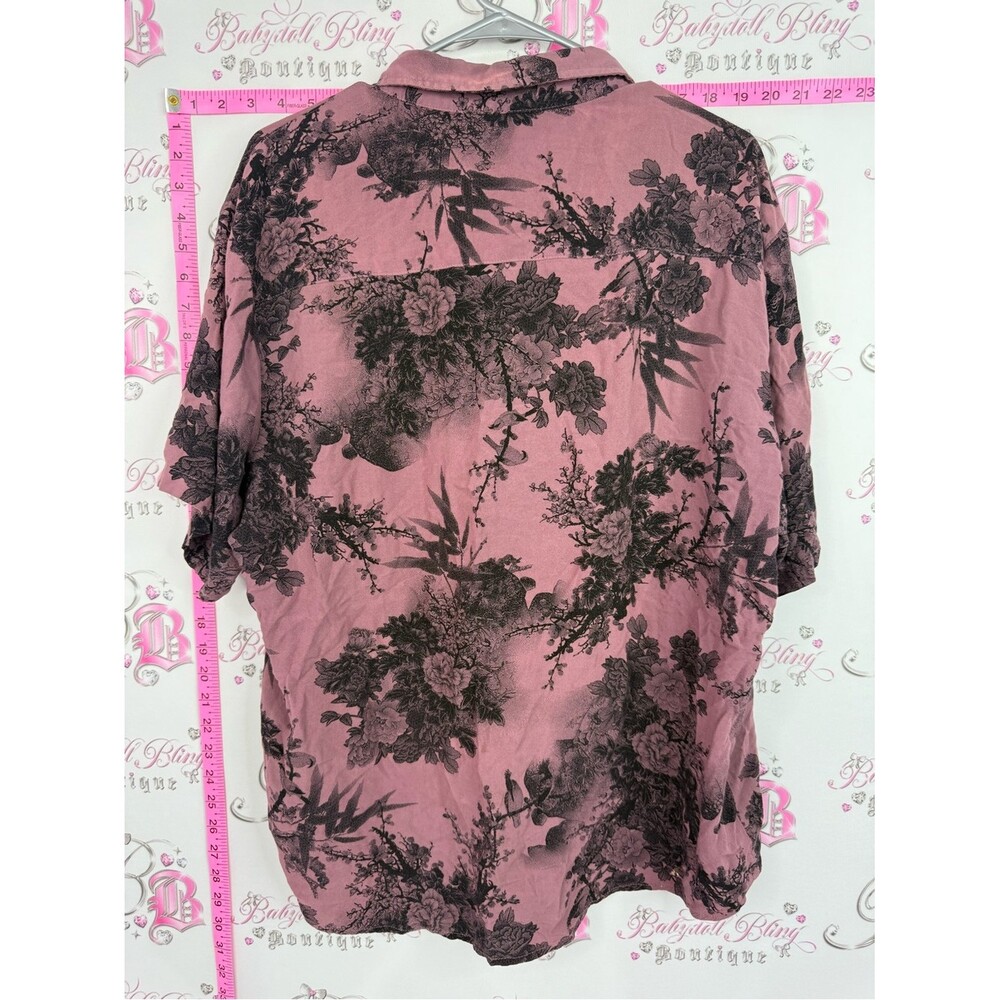 Atlanl Tshirt Button Up Dusty Red Floral Short-Sleeve Button-Down Shirt — image 2 of 8
